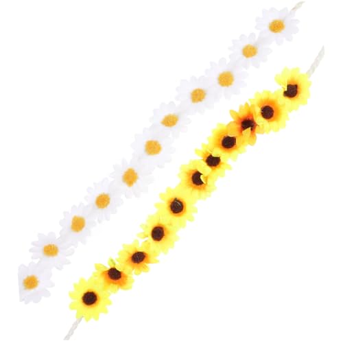 SAFIGLE 2stücke Sonnenblumen Stirnband Blume Haarband Für Frauen Mädchen Damen Hochzeit Party Festival Urlaub Cosplay Halloween Strand Urlaub von SAFIGLE