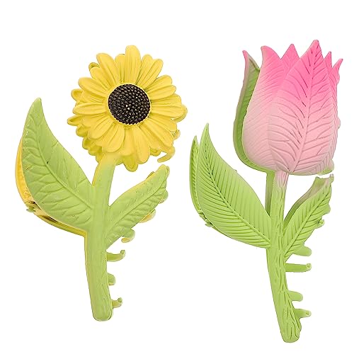 SAFIGLE 2stücke Tulpenblumen Haarklammern Aus Rutschfeste Haarclips Sonnenblumen-haarspangen Für Frauen Langlebig Und Praktisch Für Verschiedene Anlässe von SAFIGLE