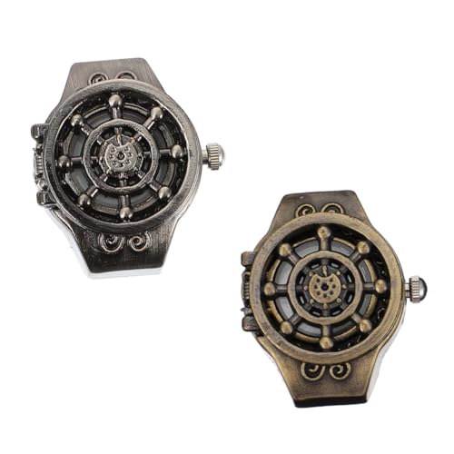 SAFIGLE 2stücke Vintage Flipping Finger Watch Ringe Für Herren Und Damen Retro Decorative Watch Teiligem Modische Schmuckstücke Für Besondere Anlässe Und Tägliche Verwendung von SAFIGLE