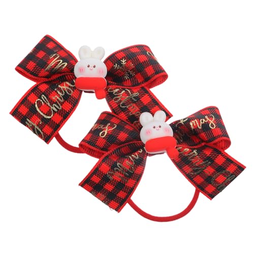 SAFIGLE 2stücke Weihnachts-haarbänder Mit Schleifen Elastische Haargummis Für Mädchen Niedliche Haaraccessoires Im Roten Karomuster Für Verschiedene Frisuren Und Anlässe von SAFIGLE