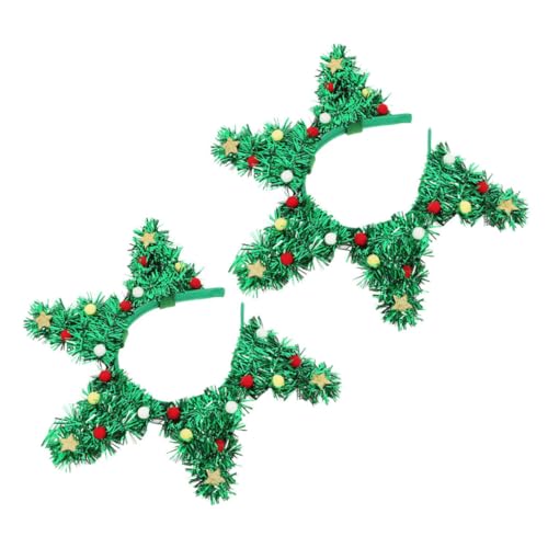SAFIGLE 2stücke Weihnachtsbaum Haarband Mit Stern Und Haarballen Für Festivals Partys Und Urlaub Für Frauen Und Mädchen von SAFIGLE