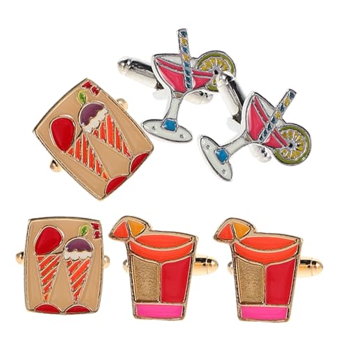 SAFIGLE 3 Paare Herren Manschettenknöpfe aus Langlebiger Legierung Einzigartiges Getränke Design mit Whiskyglas Gravur Modische Shirt Manschettenverschlüsse für Festliche und Freizeit von SAFIGLE