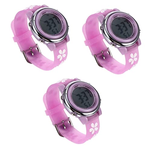SAFIGLE 3stücke wasserdichte Kinderuhr Mit Blumenmuster Und Cartoon-Design Elektronische Armbanduhr Für Jungen Und Mädchen Zeitlernspielzeug Hautfreundlichem Material von SAFIGLE