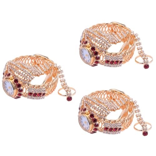 SAFIGLE 3 STK Damenringuhr Mädchen sehen Armreifen für Damen modische Armbanduhr Damenarmbanduhren weinachts Digitaluhr betrachten Uhr mit Quarzwerk Uhr für mädchen rot von SAFIGLE
