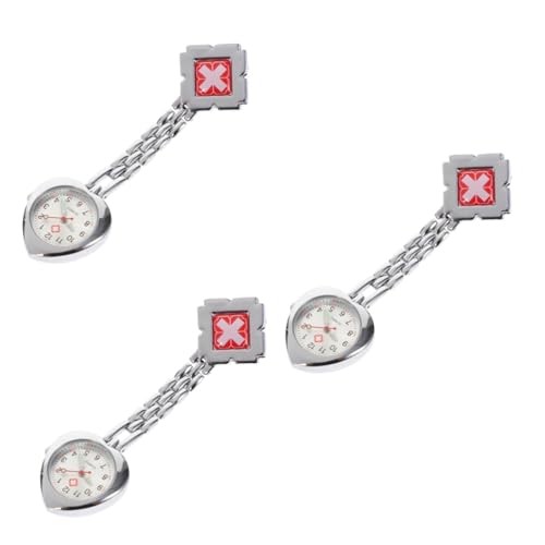 SAFIGLE 3 STK Taschenuhr Medizinische Brustuhr Digitaluhr Uhr Krankenschwester Uhrenanhänger Hängende Uhr Krankenschwestern Damen Rot Glasspiegel Schwesterntisch von SAFIGLE