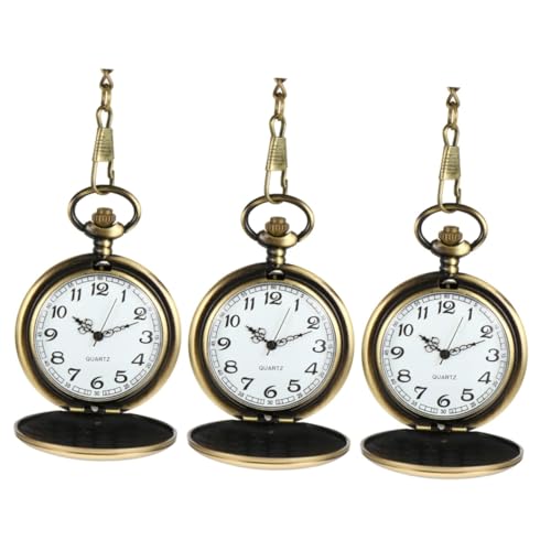 SAFIGLE 3stücke Retro Taschenuhr Mit Kette Elegante Dekorative Und Praktische Hängende Uhr Im Vintage-Stil Für Herren Und Damen Als Für Besondere Anlässe von SAFIGLE