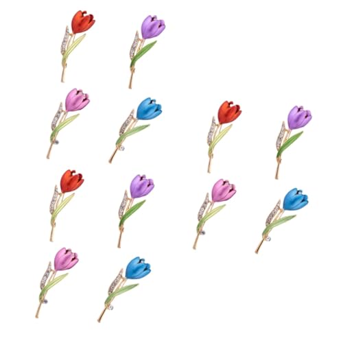 SAFIGLE 3 Sätze Kostüm Requisiten Dekoration Blumenbrosche Clip Hochzeit Party Outfits Tulpenbrosche Mini Kleid Tulpenförmige Brustnadel Broschennadel Kreative Frauenbroschen 4 Stück * 3 von SAFIGLE