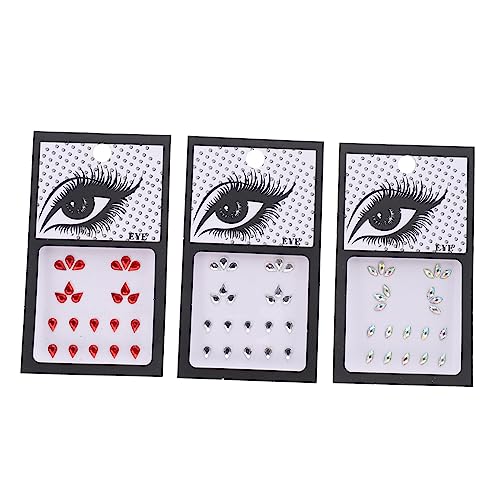 SAFIGLE 3 Sätze Make -up -Perlenaufkleber Edelsteine Halloween Auge Gesichts- Make -up -Strasssteine Edelstein-Aufkleber Gesicht Juwelen Aufkleber Juwelen-Gesichtsaufkleber Harz von SAFIGLE