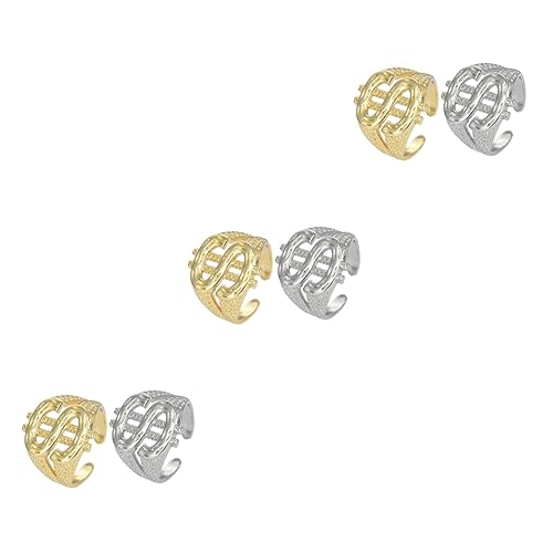 SAFIGLE 3 Sätze -symbol-ring Hüfte Silber Gold Offene Ringe Verstellbare Ringe Fingerring Öffnen Metallringe Ringschmuck Kupfer 2 Stück * 3 von SAFIGLE