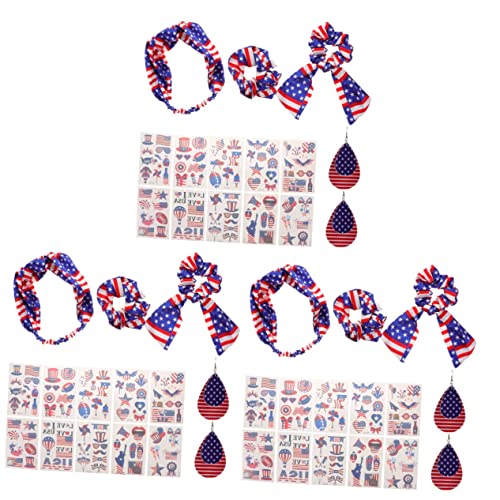 SAFIGLE 3 Sets Unabhängigkeitstag Ohrringe Herren Stirnbänder Patriotische Aufkleber Bandana Stirnband Für Männer 4 Juli Partygeschenke Weiße Stirnbänder 4 Juli Parade von SAFIGLE