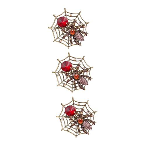 SAFIGLE 3 Stk Strass Spinnennetz Spinne Brosche Broschen für Damen Strass Halsband Halloween Schmuck halloween kostüm herren halsketten eine Halskette kreative Spinnenbrosche Party-Brosche von SAFIGLE