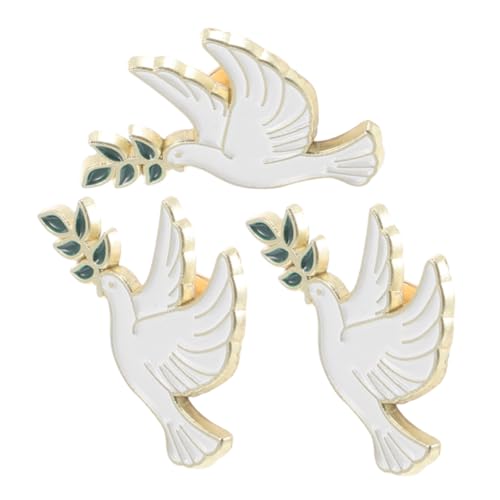 SAFIGLE 3stücke Friedenstauben-anstecknadeln Aus Metall Für Hemd Jacke Kragen Rucksack Kleidung Mit Taube Und Olivenzweig Für Herren Damen Party Accessoires von SAFIGLE