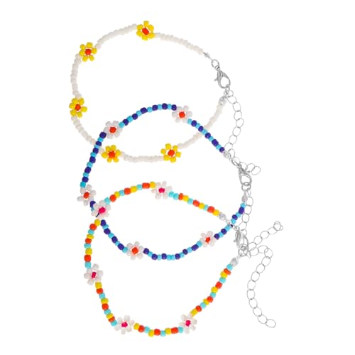 SAFIGLE 3stücke Boho-perlen-fußkettchen Mit Bunter Perlen-Strand-Design Elastische Fußkettchen-armbänder Handgefertigt Für Sommer-Outfits Und Alltagskleidung von SAFIGLE