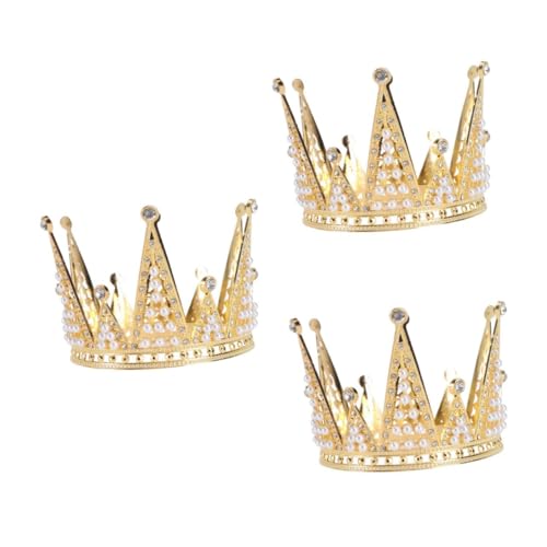 SAFIGLE 3 Stück Brautkrone mit Dreieckigem Design und Funkelnden Strasssteinen Goldene Perlen Tiara für Hochzeit Geburtstag Deko Party Haarschmuck Leichtes Metall Wiederverwendbar von SAFIGLE