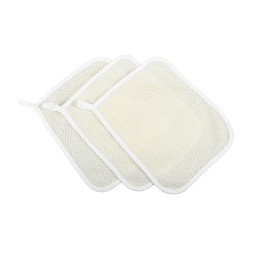 SAFIGLE 3 Stück Bubble Face -Waschkleid Tücher Peeling Erwachsene Mikrofaser Reinigung sauber schrubben Gesichts- Badetuch Beige von SAFIGLE