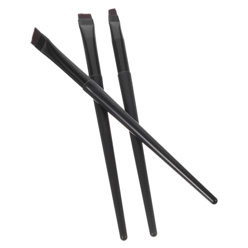 SAFIGLE 3 Stück Eyelinerpinsel Augenbrauenpinsel Abgewinkelter Pinsel Stirnbürste Verschmieren Bürsten Augen Makeup Flacher Eyeliner-pinsel Dünner Eyeliner-pinsel Schwarz Kunstfaser von SAFIGLE
