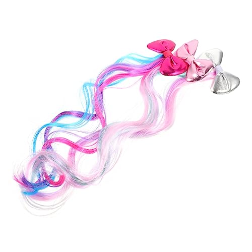 SAFIGLE 3stücke Kunsthaar Haarverlängerungen Für Junge Mädchen Mit Gefärbten Haarspangen Bunte Haar Extensions Für Mädchen Extensionsclips Für Geburtstage Und Partys von SAFIGLE