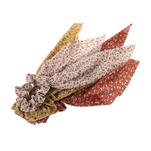 SAFIGLE 3stücke Haarschal-haargummis Mit Blumenmuster Pferdeschwanzhalter Für Damen Modische Elastische Haarseile Haargummis Mit Schleifenenden Schal-haargummis Fürs Haar von SAFIGLE