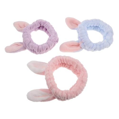 SAFIGLE Handtuch-stirnband Mit Tier-design Hautpflege-haarband-set 3-teiliges Hasenohr-stirnband Für Den Spa-einsatz von SAFIGLE