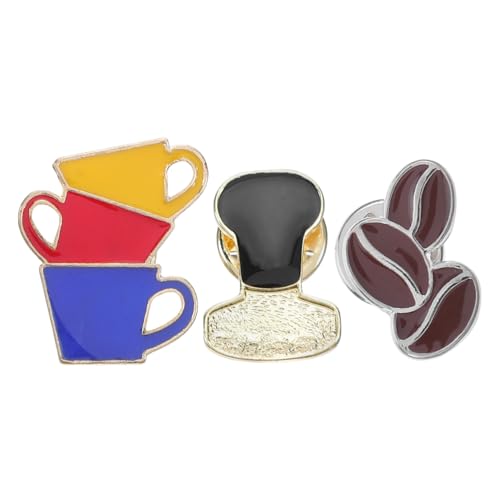SAFIGLE 3 Stück Kaffee Becher Brosche Dekorative Kaffee Bohnen Tamper Pin für Hüte Schals Handtaschen Kleidung und Accessoires von SAFIGLE