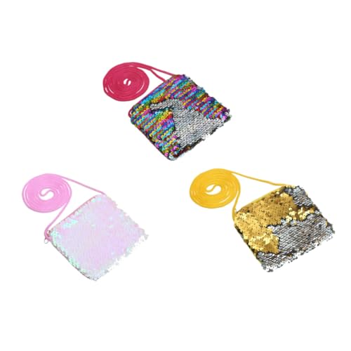 SAFIGLE 3 Stück Kinder Pailletten Geldbörse Modische Quadratische Münztasche Für Mädchen Süßigkeiten Und Kleingeld Handtasche Rosa/Multicolor von SAFIGLE