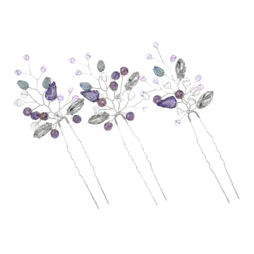 SAFIGLE 3 Stück Perlenfarbene Diamanthaarnadel Essstäbchen für Haare Gabeln Hochzeitshaar braut haar Haarstäbchen Haarschmuck für die Braut Mädchen Haargabel Strasssteine ​​aus Glas Silber von SAFIGLE