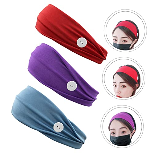 SAFIGLE 3stücke Stretch-stirnband Für Damen Schweißabsorbierendes Sport-stirnband Festes Knopf- Schlichtes Design Hochwertiges Polyestermaterial Atmungsaktiv Für Fitness von SAFIGLE