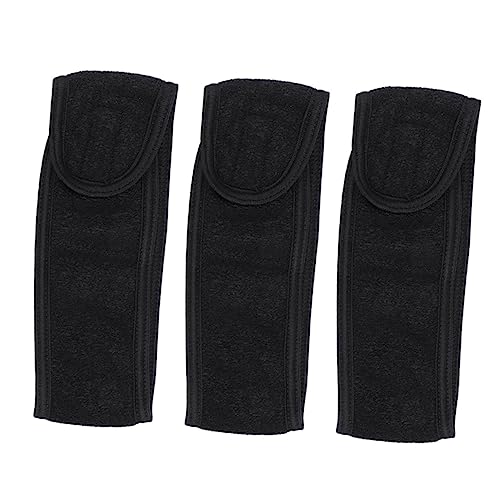 SAFIGLE 3 Stück Spa Stirnbänder für Elastische Make Up Haarbänder aus Handtuch Verstellbar mit Schwarz für Gesichtspflege und Duschen von SAFIGLE