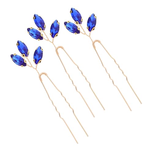 SAFIGLE 3 Stück Strass Tiara Styling Brautjungfer Brauthaar Hochzeitshaar Pferdeschwanz U-förmige Haarnadeln Haarschmuck für die Hochzeit Haarschmuck für Damen Metall Blue von SAFIGLE