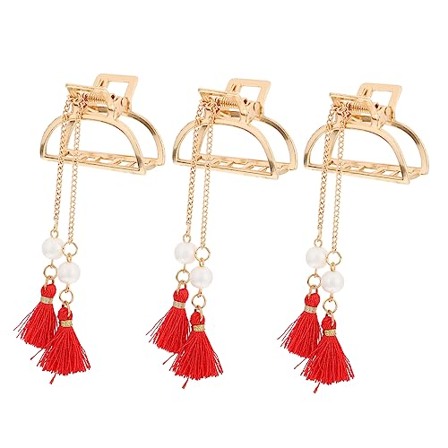 SAFIGLE 3 Stück Teiliges Dangle Perlen Quaste Haarspange für Damen Robuste Haarklammer für Hochzeiten Partys Make Up und Tägliches Styling Haarschmuck Haarzubehör von SAFIGLE