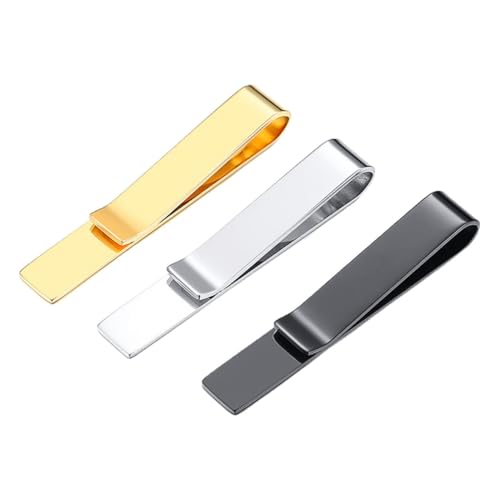 SAFIGLE 3 Stück Teiliges Krawattenklammer aus Poliertem Farben Schwarz Gold Einfache und Praktische Krawattenclips für Herren Business Anzug Passend für Krawattengrößen von SAFIGLE