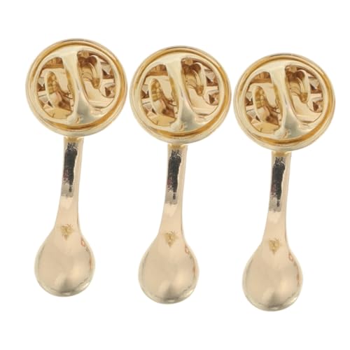 SAFIGLE 3stücke Metall Kaffeelöffel Brosche Pin Für Herren Damen Kleidung Tasche Dekoration Accessoire Aus Legierung Nette Abzeichen Lustige Anstecknadeln Pullovernadel Metallbrosche von SAFIGLE