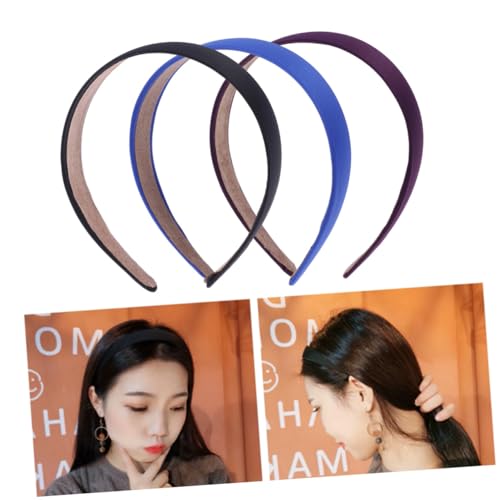 SAFIGLE 3 Stück Teiliges Retro Stirnband Damen Mädchen Breites Rutschfestes Haarband in Violett Blau Schwarz Modischer Haarschmuck für Alltag und Besondere Anlässe von SAFIGLE
