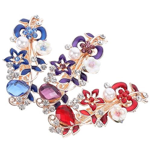 SAFIGLE 3 Stück Teiliges Strass Haarklammern für Damen Perlen Haarspangen Rot Blau und für Weihnachten und Besondere Anlässe von SAFIGLE