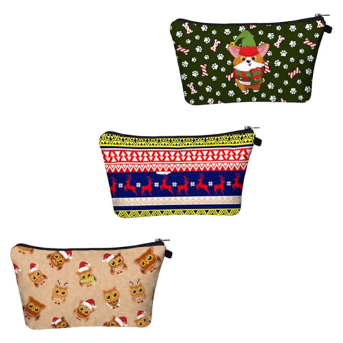 SAFIGLE 3 Stück Teiliges Toiletry Pouch mit Eulen Tragbare Kosmetiktasche für Damen Kompakte Make Up Tasche mit Reißverschluss Vielseitiger Organizer für Reisen und Alltag von SAFIGLE