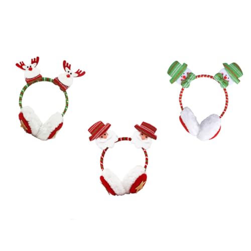 SAFIGLE 3 Stück Teiliges Xmas Haarband mit Weihnachts Ohrwärmern Lustige Stirnbänder für Erwachsene und Leichtes Formstabiles Party Accessoire für Weihnachten und Karneval von SAFIGLE