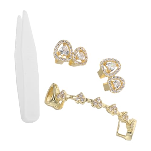 SAFIGLE 3 Stück Teiliges Zahn-accessoire mit Herzförmigem Zirkonia und Hohlzahn-design Halloween Zahn-schmuck für Damen und Herren Modische Grills für Party Festival und Cosplay von SAFIGLE