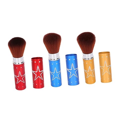 SAFIGLE 3 Stück Tragbarer und Einstellbarer Make Up Pinsel für Lose Puder und Concealer Ergonomisches Design Nylonfaser Zufällige Farben für Damen Zufällige Farbe von SAFIGLE