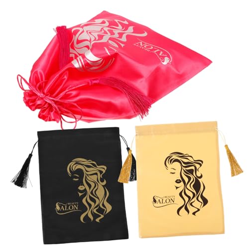 SAFIGLE 3stücke Perückenaufbewahrungstasche Satin Tasche Perückenverpackungstasche Kordelzugtasche Perückenaufbewahrung Für Mehrere Perücken von SAFIGLE