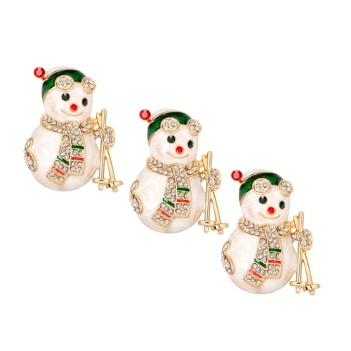 SAFIGLE 3stücke Schneemann-anstecknadel Aus Emaille Weihnachtsbrosche Mit Strass Schal-anstecknadel Für Winter Schneeflockenbrosche Als Weihnachts-abzeichen Anzugbrosche Für von SAFIGLE
