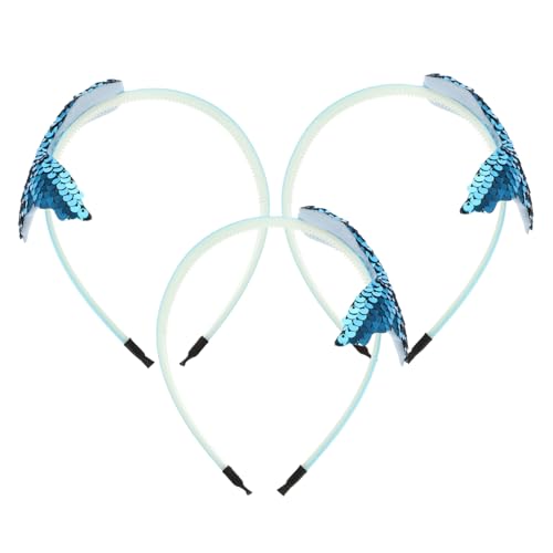 SAFIGLE 3 Stücke Meerjungfrau Haarreif für Mädchen Glitzer Stirnbänder Kinder Haarschmuck für Partys und Geburtstage Pailletten Kopfschmuck Weich und Bequem von SAFIGLE