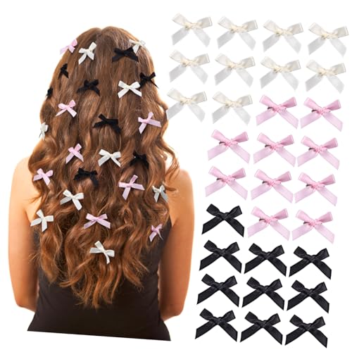 SAFIGLE 30 Stück Haarnadel Haarspangen Haarspangen heiraten Weiß Haarklammer Rot Haarspange mit Schleife Haarstylingzubehör Damen niedliches Bogenknoten -Design Polyester von SAFIGLE