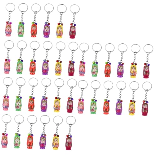 SAFIGLE Grimmjow Schlüsselanhänger 36 STK Schlüsselanhänger Rustikales Russisches Spielzeug Autodekoration Cartoon-anhänger Russisches Matroschka- Matroschka-Puppen-anhänger Stapelspielzeug Hölzern von SAFIGLE