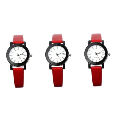 SAFIGLE 3St Anschauen Mädchenuhren Damenuhr auf Frau achten damenarmbanduhr Ladies Watch Modeuhr Uhrenarmbänder betrachten Frau Armbanduhr Frauen schauen zu Gehäusematerial: rot von SAFIGLE