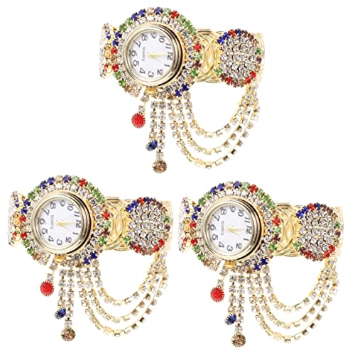 SAFIGLE 3St Armbanduhr Uhrenornament Diamantuhr einfache Damenuhr dekorative Damenuhr Schmuck Armbänder Ladies Watch Women Watches The Watch zarte Uhr Bling-Uhr für Frauen Legierung von SAFIGLE