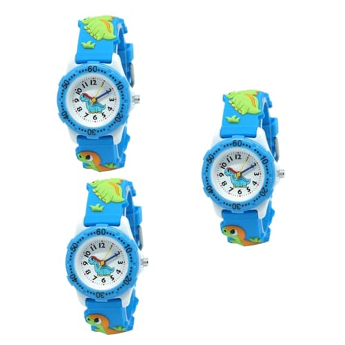 SAFIGLE 3St Cartoon-Dinosaurier-Uhr kinderuhren Armbanduhr Kinder kinderarmbanduhren kiddy Watch spieluhren Kinder Blaue betrachten Kinder beobachten Jungen Karikatur Anschauen Japan 3D von SAFIGLE