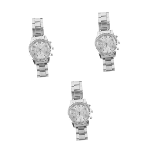 SAFIGLE 3 Stücke Diamant Uhr Sparkly Glittery Uhren Armbanduhr Damen Straps Weibliche Frauen Armbanduhr Quarz Uhr Dame Uhr Silber von SAFIGLE