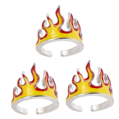 SAFIGLE 3St Feuerring Vintage-Ringe für Frauen verstellbarer Fingerring offene Zehenringe Herrenring Mode-Fingerringe Ringe im Punk-Stil Flamme Zubehör schmücken Student Metall (Eisen) von SAFIGLE