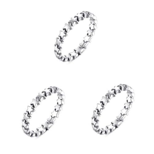 SAFIGLE 3St Frauen Fingerring Eheringe Ringe für Damen aus Sterlingsilber Ringe aus Sterlingsilber damen ringe Sterlingsilberringe für Frauen Stern Fingerring Pentagramm Schmuck S925 von SAFIGLE