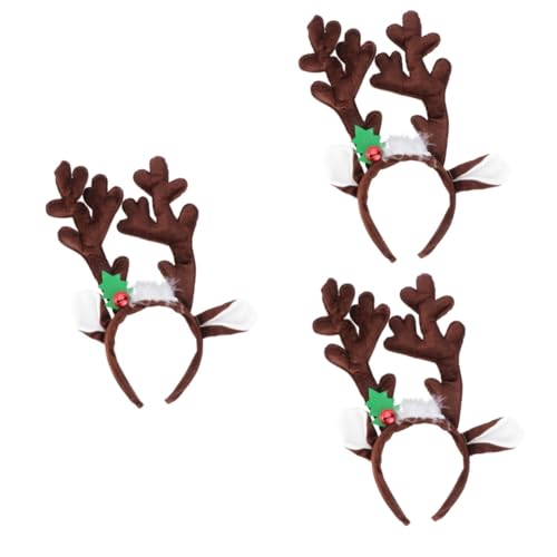 SAFIGLE 3St Haarreifen Mistel Stirnband Weihnachtsstirnband für Kinder Plüsch-Rentiergeweih Geweih Stirnband Weihnachtsgeweih Haarreif Rentiergeweih Kopfschmuck Haarpflegezubehör Coffee von SAFIGLE
